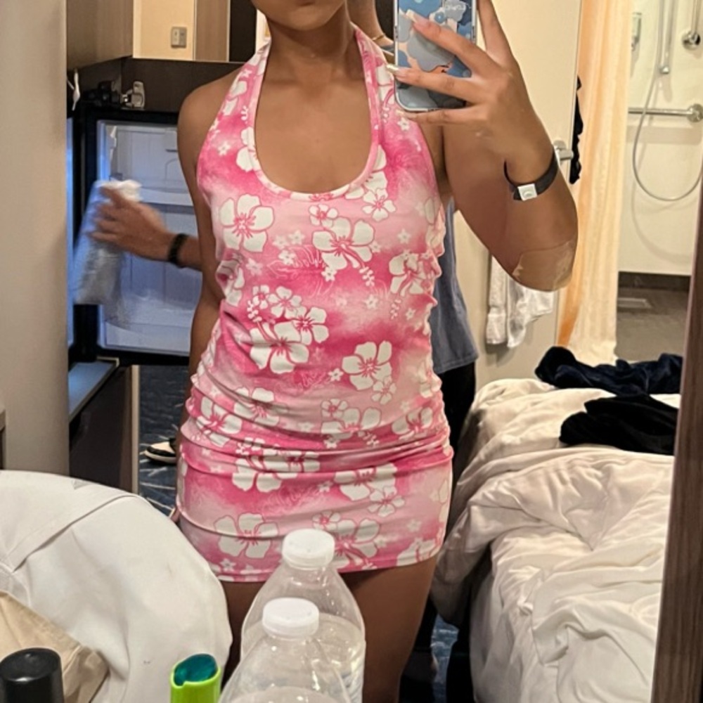 Hollister Pink Floral One Shoulder Dress